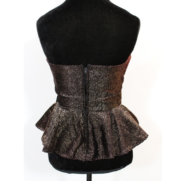 Vintage Velvet Sweetheart Neck Peplum Top - Picture 6 of 7
